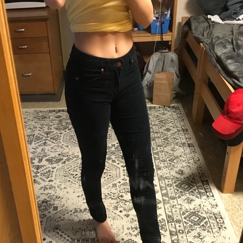 Dark blue low rise jeans